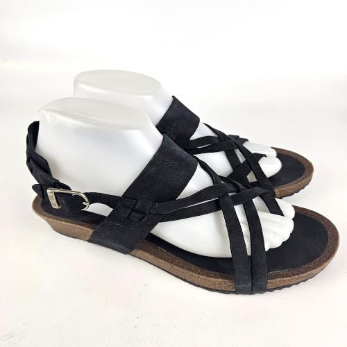 Teva Ysidro Extension Sandals Women's Low Wedge Black Leather Strappy Size: 10