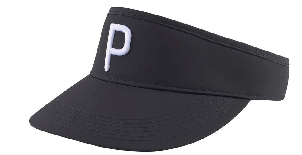 NEW Puma P Black/White Adjustable Visor Hat/Cap