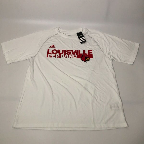 Louisville Cardinals Mens Shirt Large Adidas White Red NCAA Basketball Band NWT