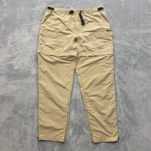 Royal Robbins Pants Men XL Belted Tan Nylon Convertible 8" Zip-Off Cargo Shorts