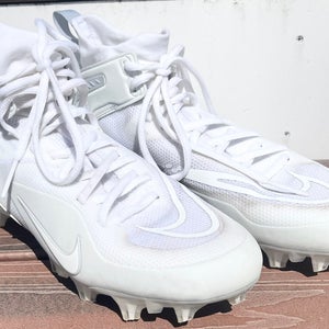 White Used Size 6.5 (Women's 7.5) Mid Top Molded Cleats Alpha Huarache 8 Elite