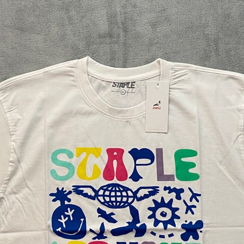 Staple World NYC T Shirt Men XL White LET YOUR MIND WANDER Skater Short Sleeve