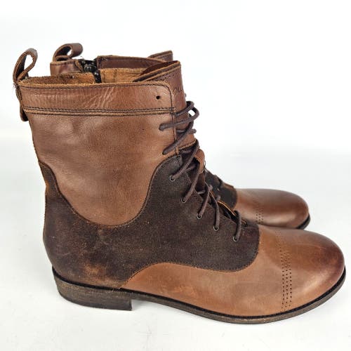 Olukai Nani Kamea Women's Size: 9 Brown Leather Lace Up Boots Side Zip