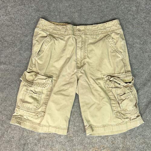 Unionbay Mens Shorts 32 Beige Khaki Cargo Casual Pocket Y2K Cotton Twill Solid