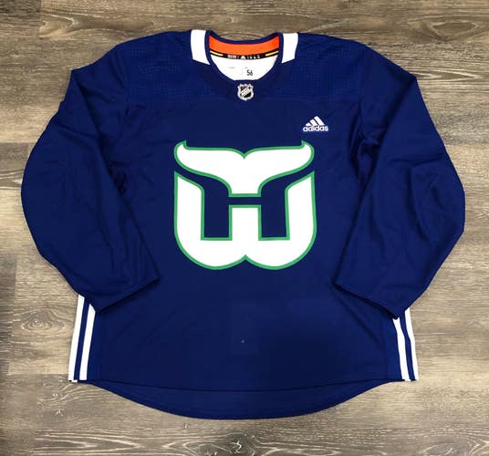 Whalers Custom Adidas MIC Pro Stock Hockey Practice Jersey Blue Size 56