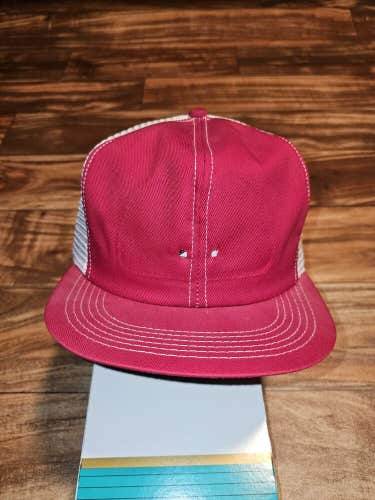 Vintage Blank Red Trucker K Products Mesh Hat Cap Vtg Snapback Made In USA