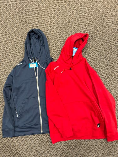 2-Pack Bauer Senior Hoodies (1-Fleece zip up, 1-Red Ultimate)