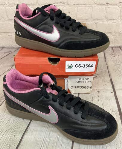 Nike Women's Air Tiempo Rival Shoes Black Metallic Silver Morning Glory Pink 6
