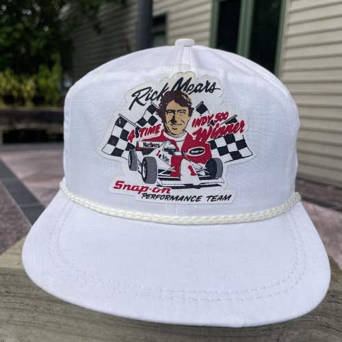 NEW Vintage 1980s Snap On Tools Marlboro Rick Mears Indy Hat Snapback Hat White