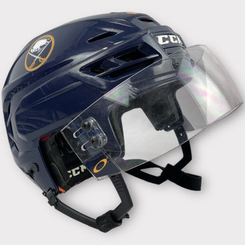 Pro Stock Small CCM Tacks 710 Buffalo Sabres Used Hockey Helmet Oglevie