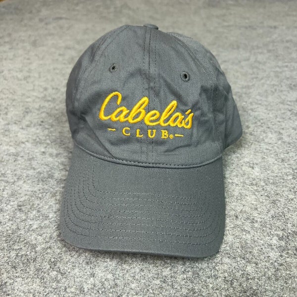 Cabelas Mens Hat Adjustable Gray Gold Cap Outdoor Logo Casual