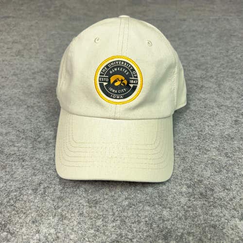 Iowa Hawkeyes Mens Hat Cap Strapback Beige Logo Dad Casual Adjustable NCAA Sport