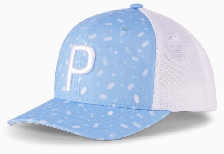 NEW Puma Snack Shack Trucker Placid Blue/White Snapback Golf Hat/Cap