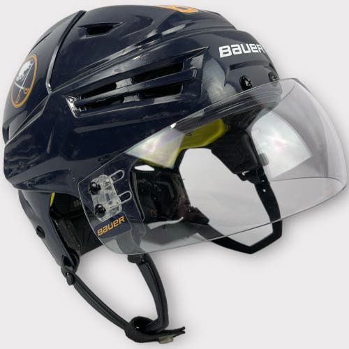 Pro Stock Medium Bauer Re-Akt VVN Buffalo Sabres Used Hockey Helmet Olson