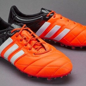 Adidas Ace 15.1 FG/AF J Leather Youth Soccer Cleats Solar Orange Black White 3.5