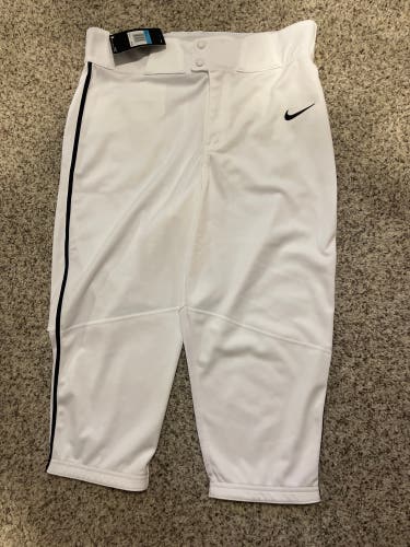 NEW Nike Medium White Knicker Baseball Pants With Black Piping