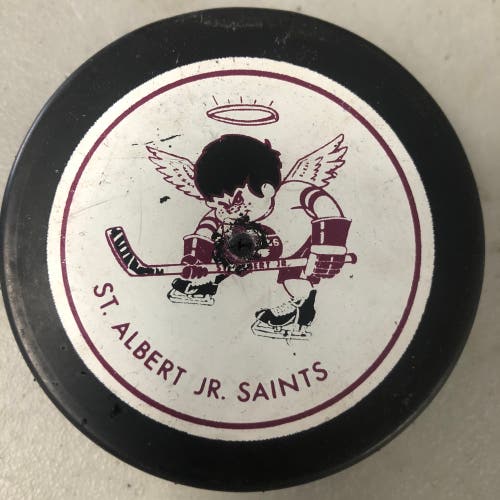 St Albert Jr Saints puck (AJHL)