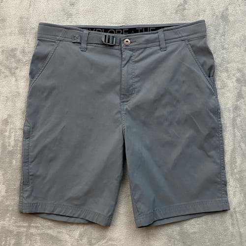Gerry Hiking Shorts Men 34 Grey 9" Inseam Zipper Pockets Logo Outdoors Trail