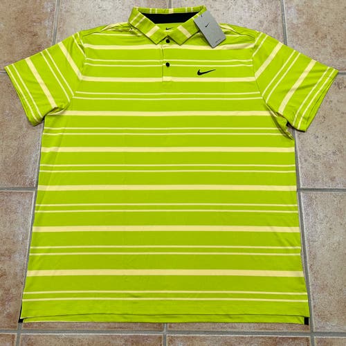 Nike Men’s Dri-Fit Tour Green & Yellow Striped Golf Polo Sz XXL (DR5300-308)