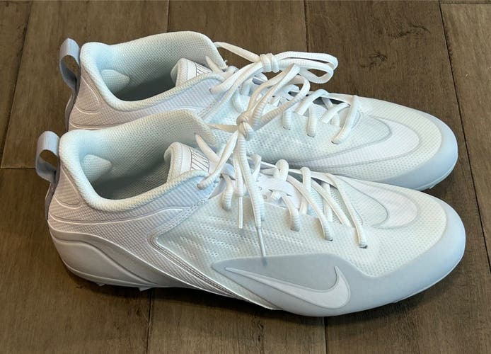 Size 9.5 Men’s Nike Alpha Huarache 8 Varsity Lacrosse Cleats White LAX