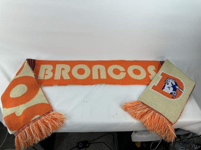 #1705 NFL Scarf Denver Broncos Established 1960 Let's Go Broncos! Reversible