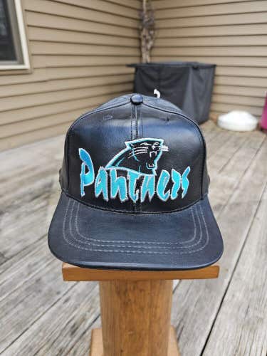 New Vintage Carolina Panthers Drew Pearson 1990s NFL Leather Hat Cap Snapback