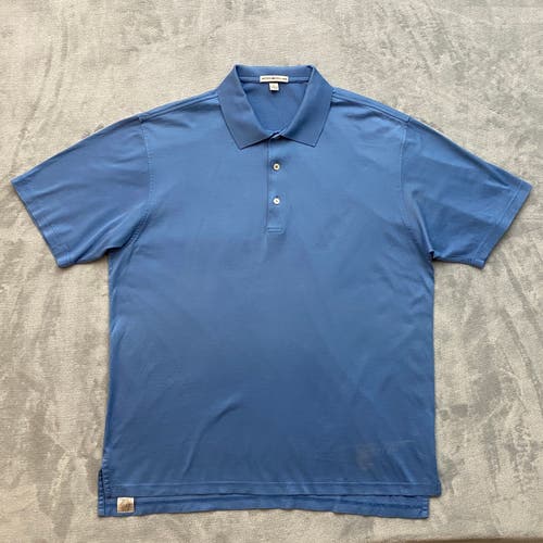 Peter Millar Golf Polo Shirt Men Large Blue Short Sleeve PGC Country Club Logo