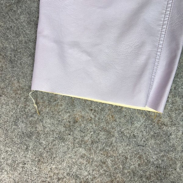 Zara Womens Pants Extra Small Purple Vegan Leather Straight High Rise Raw Hem