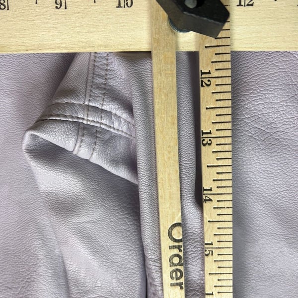 Zara Womens Pants Extra Small Purple Vegan Leather Straight High Rise Raw Hem
