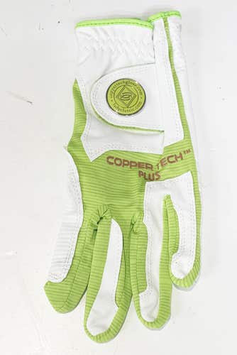 NEW Copper Tech White/Lime Women's All Weather One Size Fits All Golf Glove