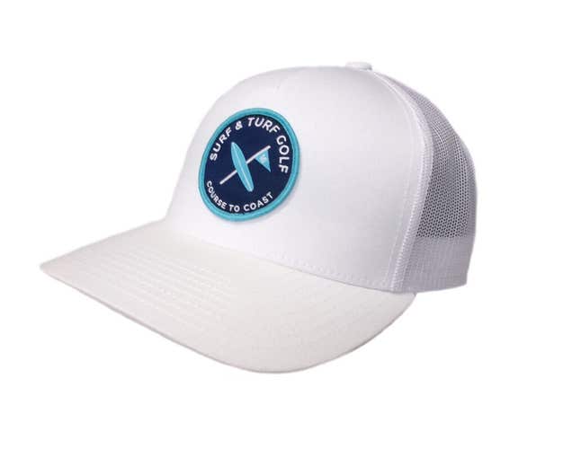NEW Surf & Turf Golf Course To Coast #7 White Adjustable Snapback Golf Hat/Cap