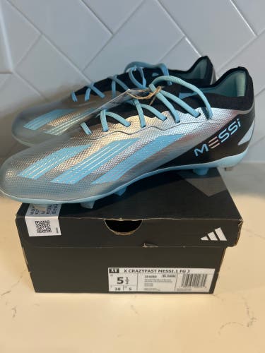Silver New  Adidas Messi .1 FG J Cleats
