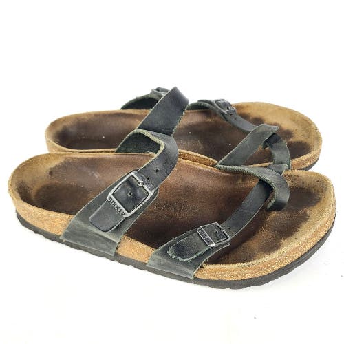 Birkenstock Mayari Black Leather Strap Toe Loop Sandals Womens Size: 39 / 8