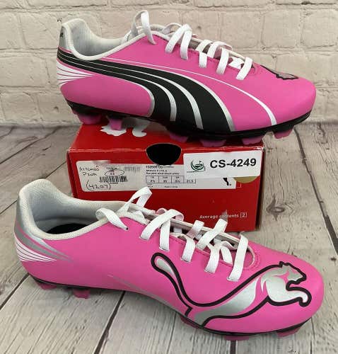 PUMA Attencio II i FG J Youth Soccer Cleats Colors Pink Silver Black US Size 3.5
