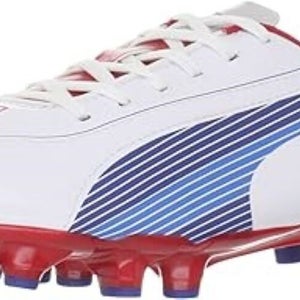 Puma Youth Unisex Evospeed 5 FG White Blue Red Soccer Cleats US Size 6