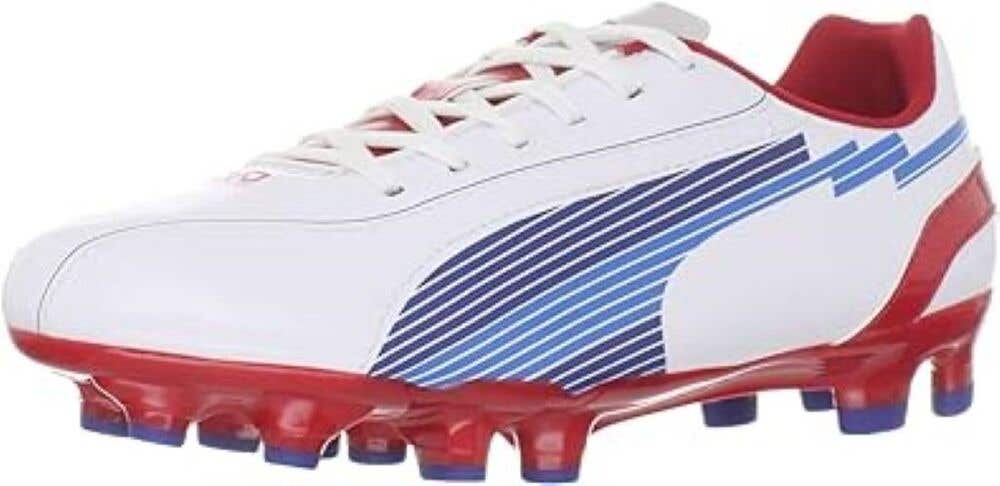 Puma Youth Unisex Evospeed 5 FG White Blue Red Soccer Cleats US Size 6