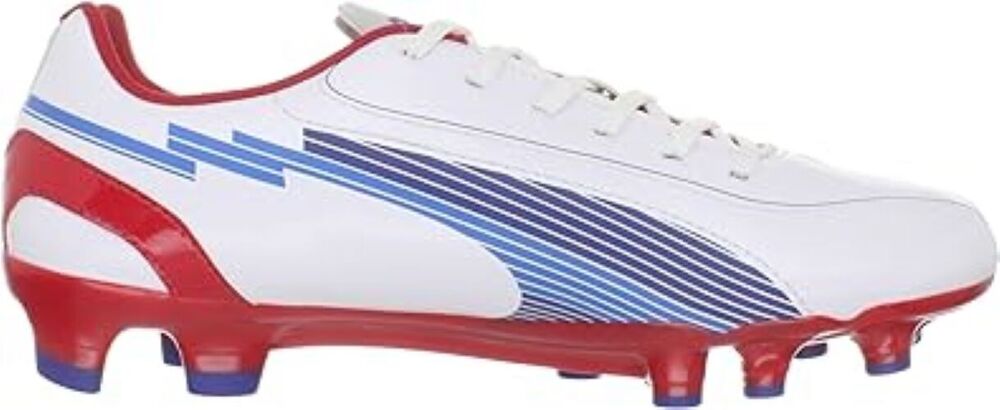 Puma Youth Unisex Evospeed 5 FG White Blue Red Soccer Cleats US Size 6