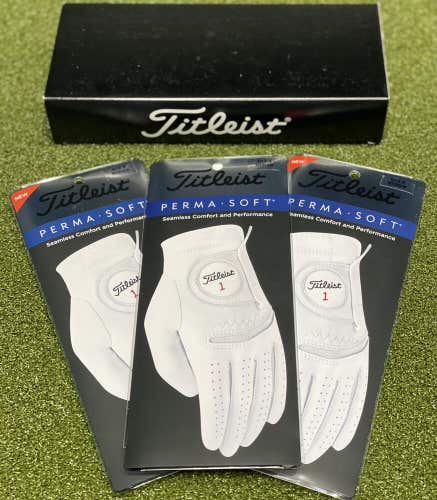 Titleist Perma Soft Leather Golf Glove 3-Pack Bundle Lot Medium M New #84222