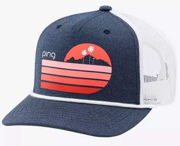 PING Women's Water Hazard Golf Snapback Trucker Hat Cap Navy New w/ Tags #96326