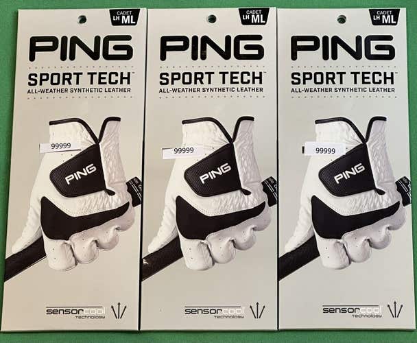 PING Sport Tech Mens Golf Glove 3-Pack Lot Bundle Cadet Medium Large ML #99999