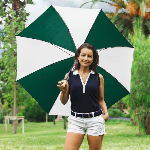 StrombergBrand Hole In One Golf Umbrella Large Golf Umbrella Green/White #99999