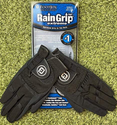 FootJoy Womens RainGrip Extreme Golf Gloves 1 Pair Black Medium Large ML #99999