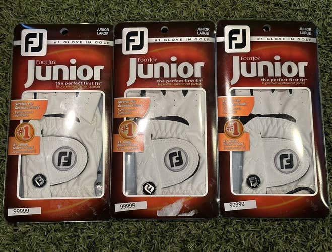 NEW FootJoy Junior Kids Golf Gloves 3-Pack Bundle Lot Size Large L #99999