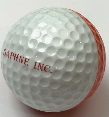 PING Two-Color Vintage Golf Ball - RARE! - White/Orange Daphne Inc. Logo MINT!