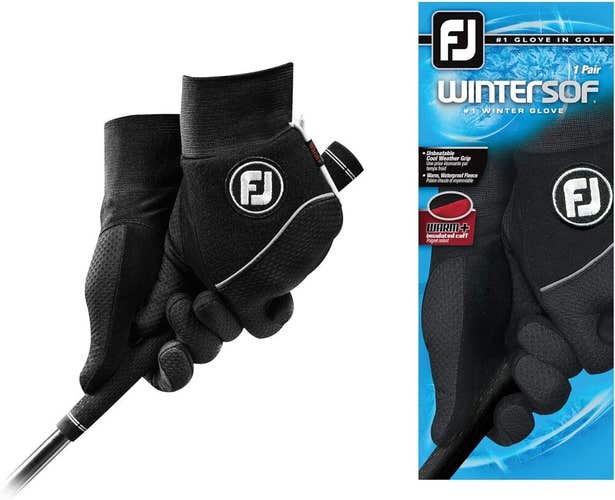 NEW FootJoy WinterSof Cold Weather Golf Gloves Pair Black - Pick Size #99999