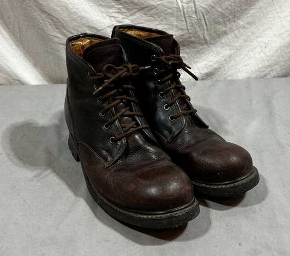 Vintage Frye Dark Brown Leather 6-Hole Lace-Up Ankle Boots US Men's 11