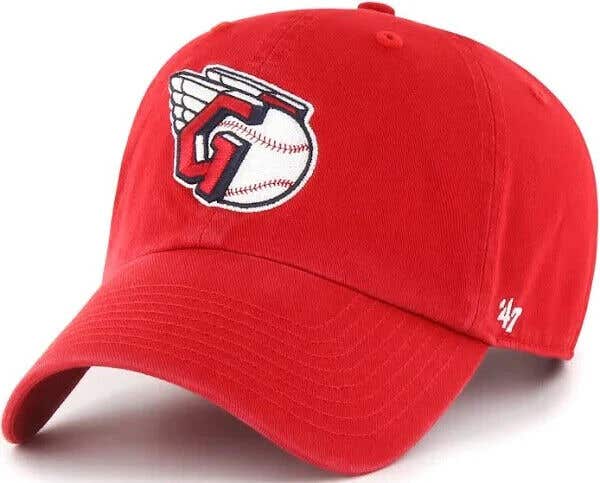 2024 Cleveland Guardians Red MLB '47 Logo Clean Up Adjustable Strapback Dad Cap