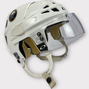 Pro Stock Small CCM V08 Buffalo Sabres Used Hockey Helmet Aquin