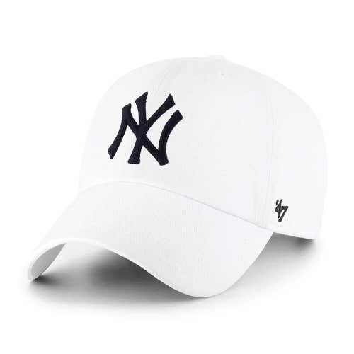 New York Yankees '47 Brand MLB Clean Up Adjustable Strapback Hat Dad Cap White