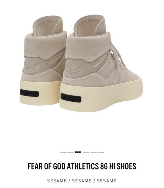 Adidas Mens Size 11 US FEAR OF GOD ATHLETICS 86 Hi Sesame IF6683